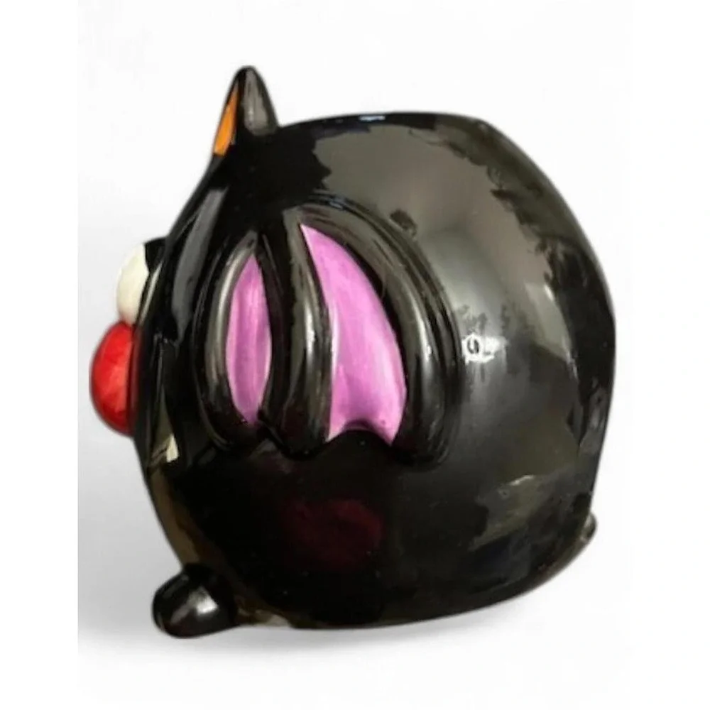 Vintage Style Glossy Ceramic Black Bat Cat Halloween Votive Holder Planter